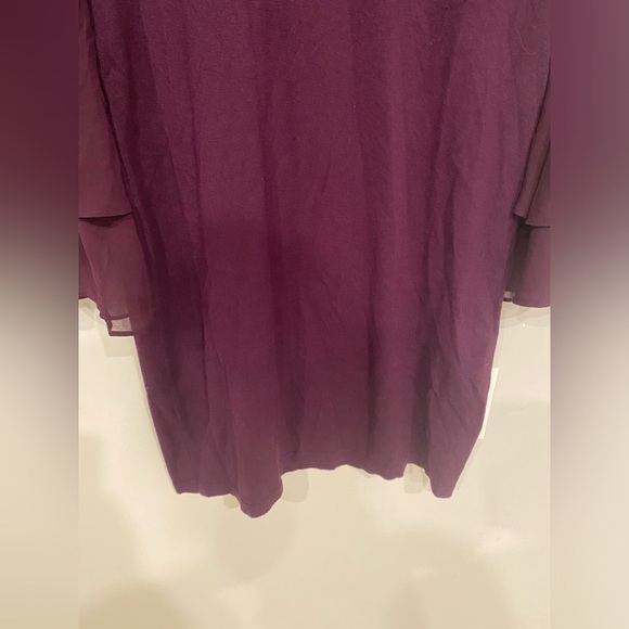 Calvin Klein - Plum Knit Body Con Dress with ruffle bell sleeves - Picture 5 of 12